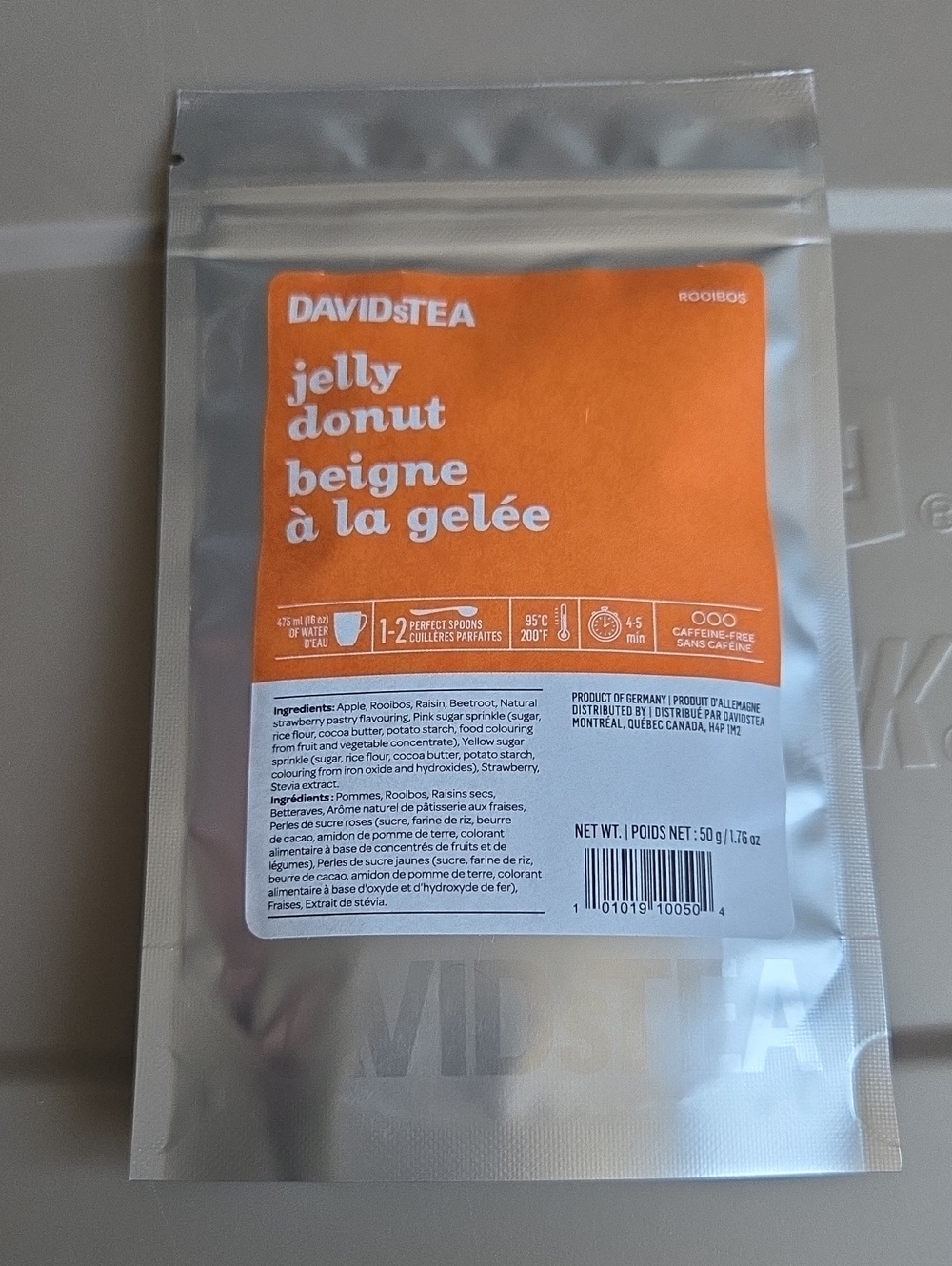 2/$20 New! Sealed! Davidstea JELLY DONUT Loose Leaf Tea 50g Davids Tea